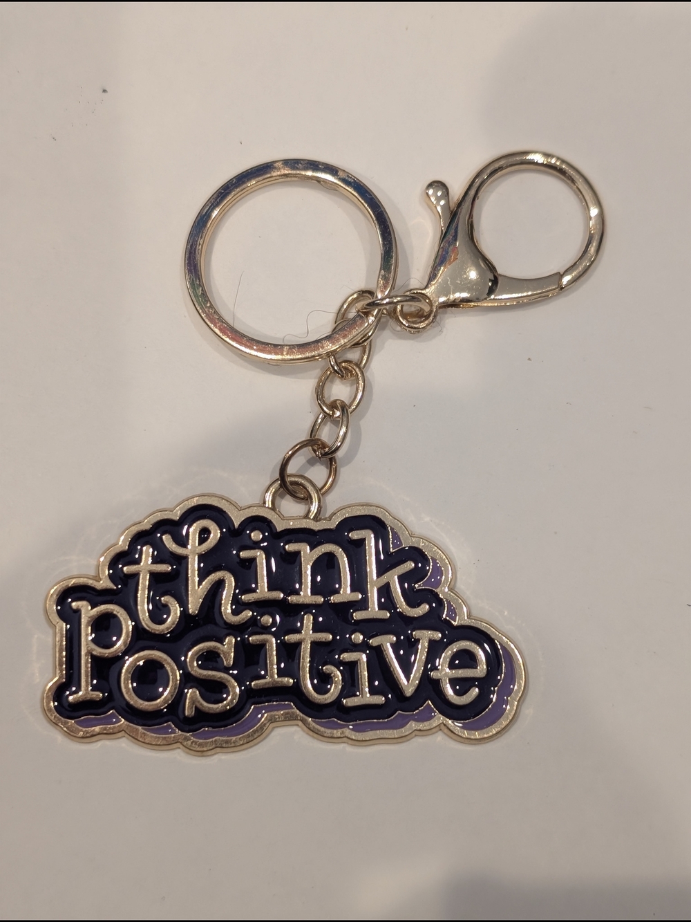Think Positive Purple Keychain Key & Card Holder
